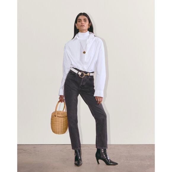 Everlane The 90s Cheeky Jean Organic Cotton Button Fly Washed Black Jeans 23 - Picture 1 of 14